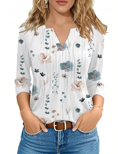 10 Best Petite Tops Women Can't Wait to Add to Their Closet 9 FreshNight Womens Pleated V Neck Tops