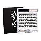 Pestañas Postizas 45 PCS Pestañas Postizas Naturales Individuales con Pegamento Pestañas Postizas Pelo a Pelo DIY Banda Fine Pestañas Más Suaves Pestañas Reutilizable Pestañas Postizas 10-16mm D Curl