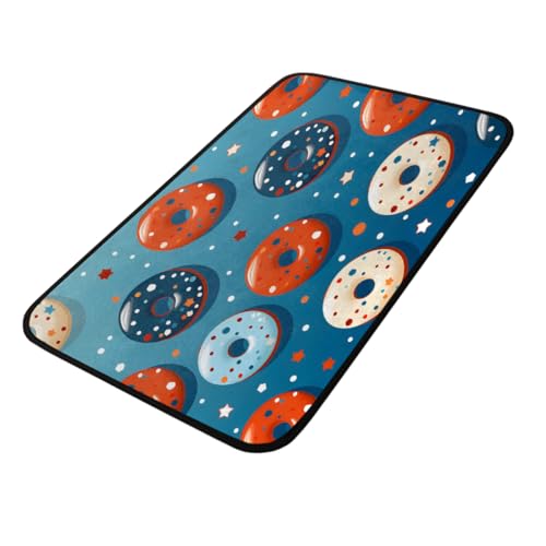 Mexpekil American 4th Of July Donut - Felpudo para interiores y exteriores, 100 x 50 cm, antideslizante, para cocina, puerta, baño