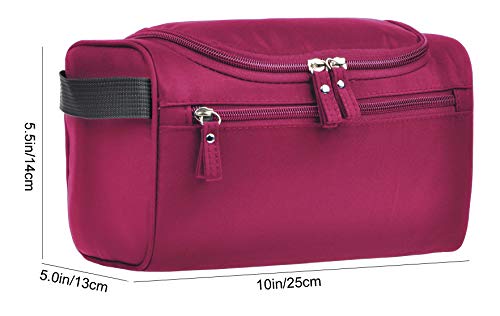Image of Vercord Mens Toiletry Bag Wash Travel Small Shaving DOP Kit Shower Bathroom Ditty Hygiene Bag Burgundy