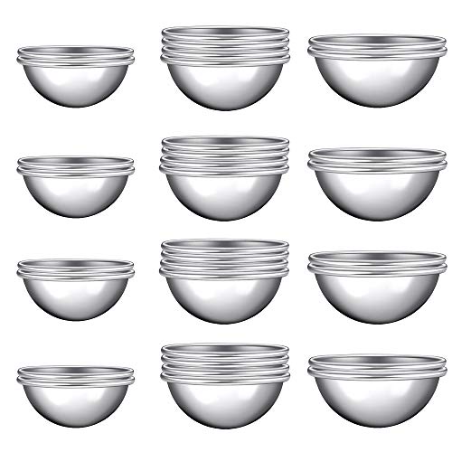 Onepine 32 Pieces Bath Bomb Mold Kit 16 Set 3 Sizes DIY Metal Mold for Homemade Bath Bombs (32 Pieces / 16 Set)