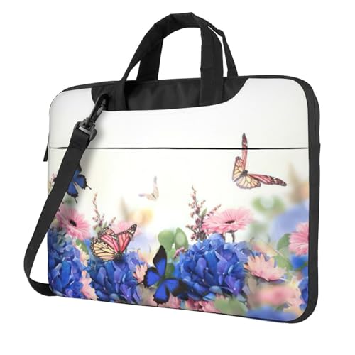 Sac ordinateur portable hortensias antichoc avec bandoulière contre les rayures