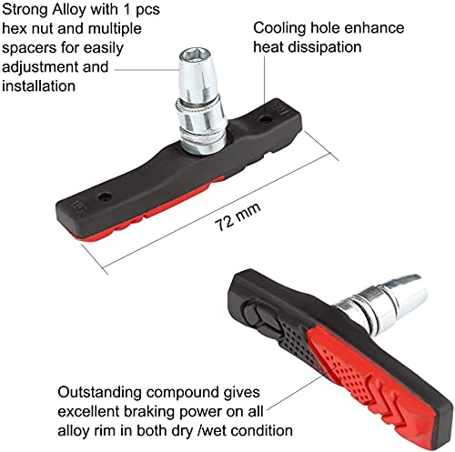 RUJOI Bike Brake kit,Bike V Brake Set with 72mm Superior V-Brake Shoes,Ideal for Mountain,BMX Bike Brake Set Upgrade