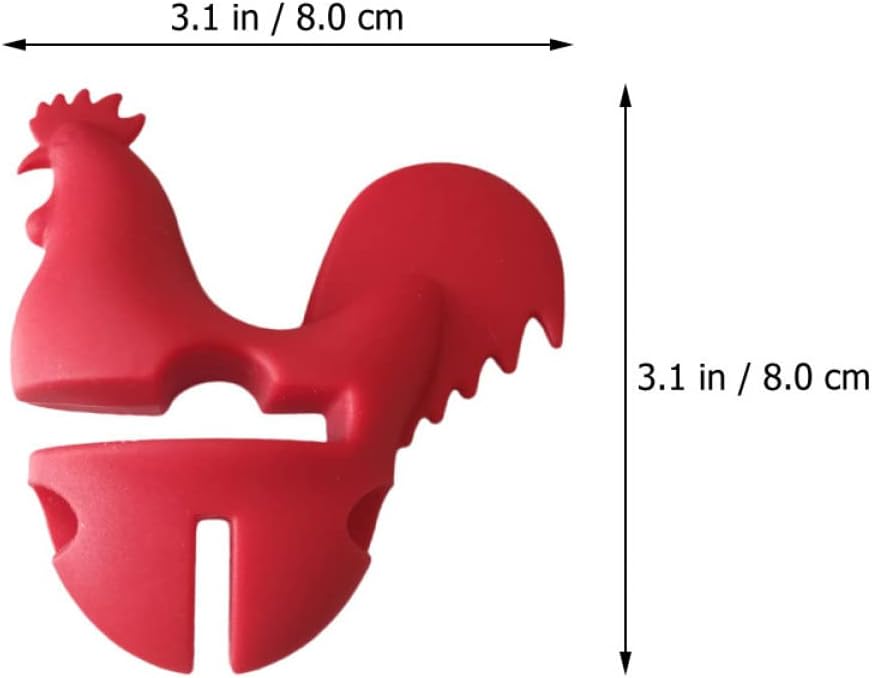 2pcs Silicone Pot Lid Holders Creative Rooster Shape Cooking Spilling Lid Lifters for Kitchen Use Keep Elevated and Prevent Overflow Red