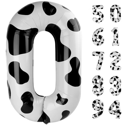 Cow Print Number 16 Balloon 40 inch, 16 Number Balloons, 16th Cow Farm Barnyard theme Birthday Decorations for Girls Boys Kids, 16 Year Old Party Supplies - 2