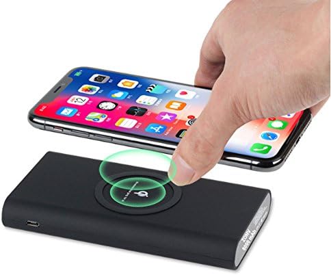 Christmas Day Gift Wireless Power Bank 8000mAH, Portable Charger Dull Polish with USB Type C Port,Fast Charging for Smartphone and All Qi-Enabled Devices (Black)