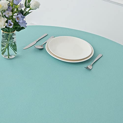 Image of maxmill Round Textured Tablecloth Spill-Proof Wrinkle Free Soft Jacquard Table Cloth for Round Table Cover, for Dining Room Buffet Banquet Parties Holiday Dinner, 70 Inch, Turquoise