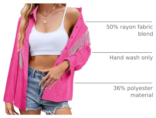 Image of MYMORE Womens Sparkly Fringe Shirt Western Cowgirl Country Concert Outfit