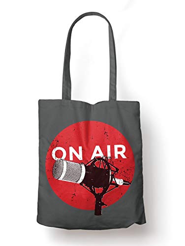 BLAK TEE Vintage Retro Style Radio Organic Cotton Reusable Shopping Bag Grey
