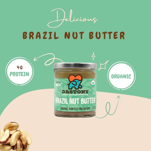 Dastony Organic Raw Brazil Nut Butter, 8 oz | Only One Ingredient | Vegan, Paleo and Keto Friendly, Non GMO, Gluten-free - Pack of 1