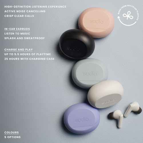 Image of Sudio A3 Pro Noise Cancelling Earbuds - 25H Playtime, ANC, Multipoint Bluetooth 5.4, Clear Calls, IPX4 Sweat & Splash Resistant, USB-C Charging, Made from Recycled Plastics (Blue)