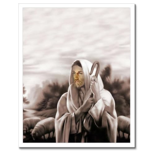 Jésus Christ le berger poster cadre noir 40x50cm déco murale salon chambre