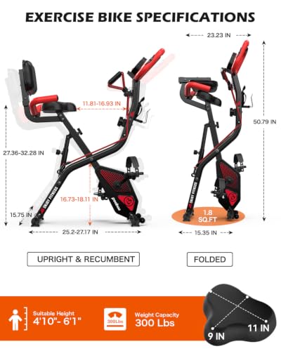Image of pooboo Folding Magnetic X‑Bike, Upright Exercise Bike for Home Gym