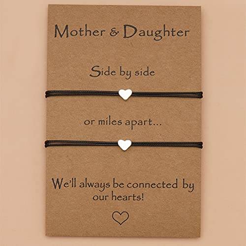 Image of COLORFUL BLING Mother Daughter Mommy and Me Heart Wish Bracelets Distance Matching Hollow Heart Horse Promise Promise Bracelet Friendship Jewelry Gifts