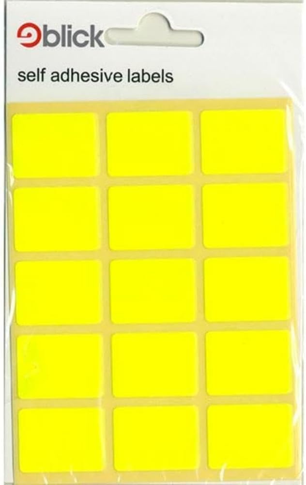 Blick Labels, Yellow, Self Adhesive Stickers, Rectangular, 19mm x 25mm, 60 Labels, for Home, Office, Family, School, Holiday Calendar Organising, Planner, Rewards Chart, Colour Coding