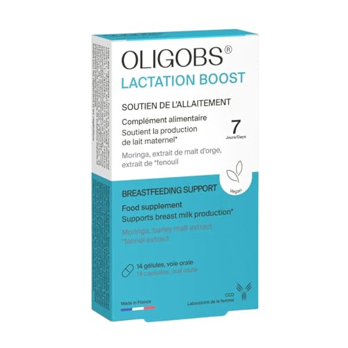 Oligobs Lactation Boost | Complément alimentaire favorisant la production de lait maternel | Moringa, Fenouil, Orge | 14 gélules | Formule Vegan | Fabriqué en France