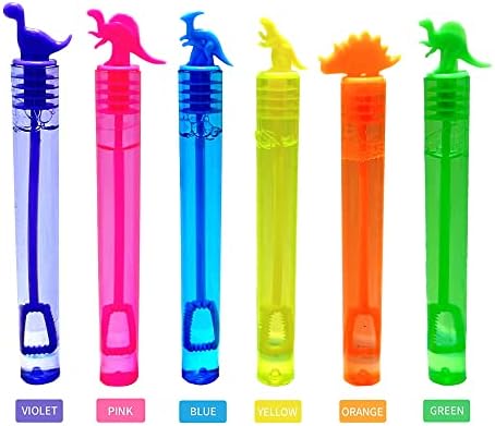 Ram© 20 Packs Mini Bubbles Dinosaur Bubbles With Bubble Wand Bottles Birthday Party Fillers Bubble Solution Blowers For Kids Party 5ML