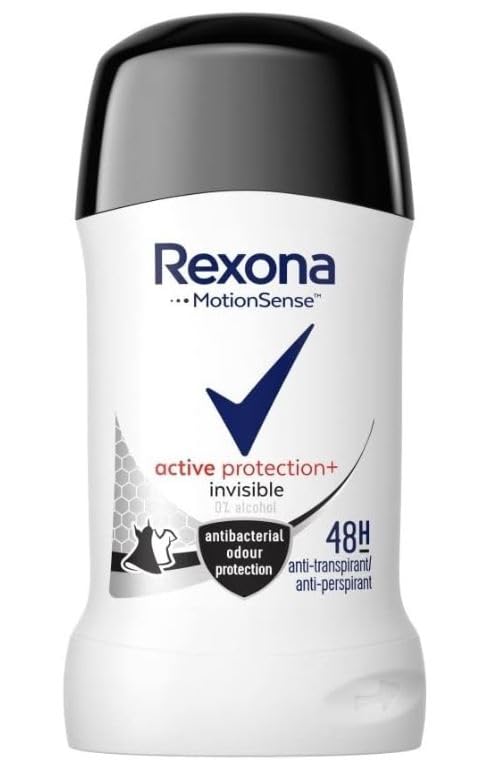 Rexona Active Protection Invisible Women’s Underarm Stick Bundle of 6, Alcohol-Free Clear Solid Formula, Lightweight Everyday Freshness, Compact Travel Size, 1.35 fl oz (40 ml) Each