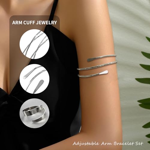 Minimalist Coil Arm Cuff Bangle for women Adjustable Arm Cuffs Upper Arm Bracelet Open Armlet Armband Set Jewelry4