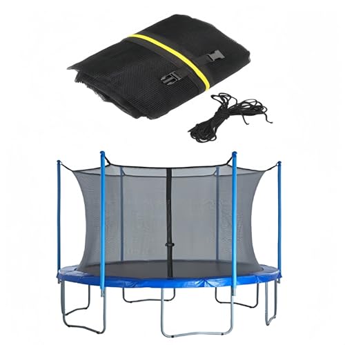 Filet de sécurité pour trampoline Générique, 244 306 366 427 cm, filet de rechange pour trampoline d'intérieur et de jardin, pour poteaux 6/8, noir, rond