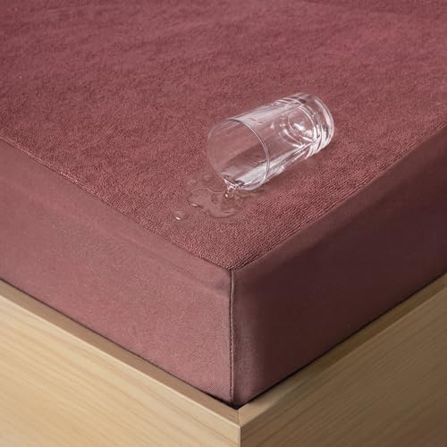 Image of Frido Bamboo Waterproof Mattress Protector for King Beds (72 x 72 Inch), Soft Bamboo Terry Comfort, Cooling Breathable & Noiseless Mattress Cover, Fit for Mattresses Up to 10 Inches (Rust Brown)