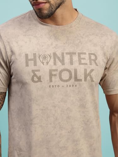 Image of Lux Nitro Men's Cloud Burst Printed Half Sleeve T-Shirt | Cotton Blend Round Neck Tee | Regular Fit Casual Wear