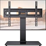 PERLEGEAR Universal TV Stand for 32-80 Inch LCD LED TVs - Height Adjustable With Tempered Glass Base & Cable Management, Swivel Stand Up to 45kg, Max VESA 600x400mm