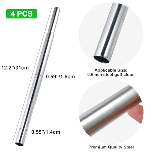 MingQiEven 4 Pieces Golf Club Shaft Extensions, 0.6 Inch Steel Suitable for Iron and Wood Clubs, Essential Repair and Upgrade Kit