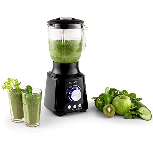 Klarstein Herakles 10027719 - Batidora de vaso, 1000W, 21000rpm, iluminacion LED, turbo, acero inoxidable, 1,5 L, Negro