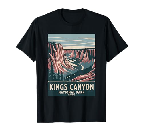 Kings Canyon National Park Vintage Camping Senderismo Hombres Mujeres Camiseta