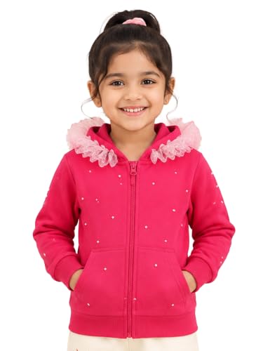 Image of Unisex Kids Solid Full Sleeve Zip Front Open Hooded Sweatshirt