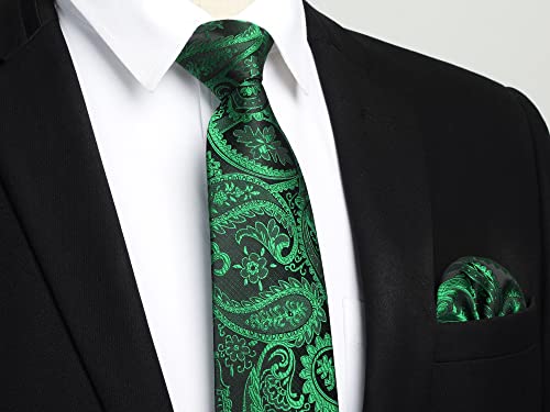 Image of Enlision Mens Ties Solid Color Satin Necktie Ties for men Handkerchief Cufflinks Pocket Squares for Wedding