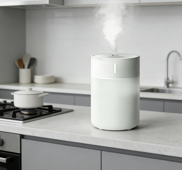 Miniatura 6 de Humidificador de escritorio con niebla fría, diseño compacto, color blanco