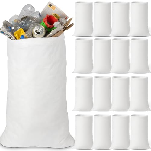 Windyun 40 Pieces Heavy Duty Contractor Bags Bulk 40 Gallon Woven Polypropylene Contractor Garbage Bags White Polypropylene Trash Bag for Construction Demolition Home Renovation Supplies