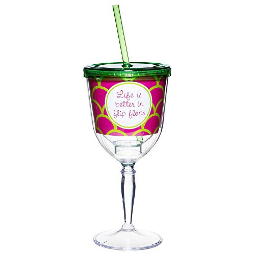 Cypress Life is Better in Flip Flops Insulated Acrylic Wine Goblet