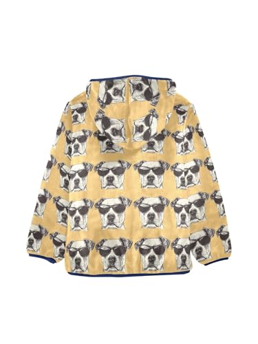 Dog Head with Sunglasses Girls Fleece Jacket Girls Fall Jacket Boys Coats Zip Up Hoodie Children Sherpa Warm Outerwear 2-10T2