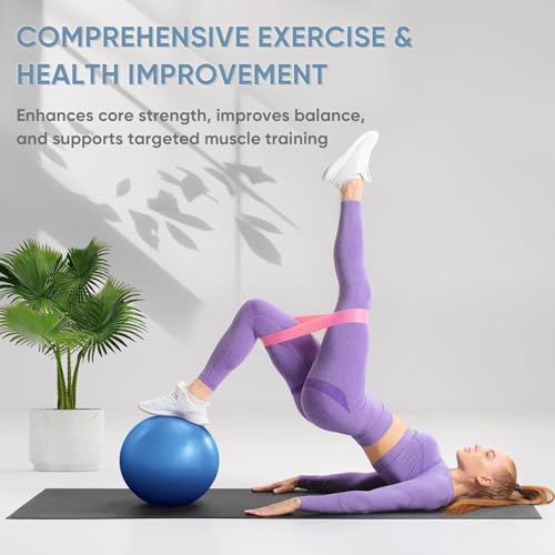 Image of KAIDAA Anti Slip Anti Burst Yoga Ball, (25cm) 9.8 Inch Exercise Mini Soft Workout for Home Gym Yoga, Pilates, Core Training, Pregnancy Workout, Balance, Stability for Men & Woman (Blue)