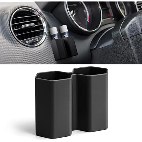 JESTOP Car Chapstick Holder, Lip Balm Holder for Car, Double Tube lipsticks Holder for Car, Space Saving, Easy to Store, Anti-Lost, Car Interior Accessories for Women and Men, Black Cover