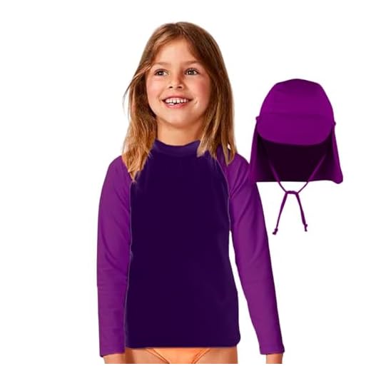Conjunto Camiseta c/Boné UV Infantil Proteção Solar Manga Longa Menino Menina (BR, Idade, 10 Anos, 14 Anos, Regular, Roxa c/Boné)