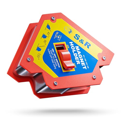 S&R Aimant de Soudeur Equerre Magnétique Soudure commutable On/Off. Positionneur angle 45°-90°-135°