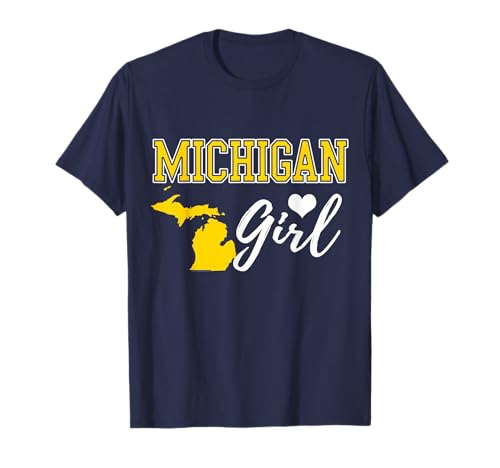 Michigan Girl Heart Map Shape Souvenir Gift for Women T-Shirt