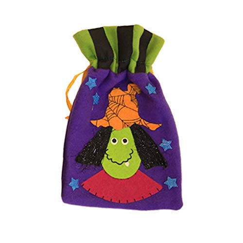 仮毛生地布巾着キャンディーバッグトリックオアトリートオーナメントバッグハロウィンフェスティバル用 魔女
