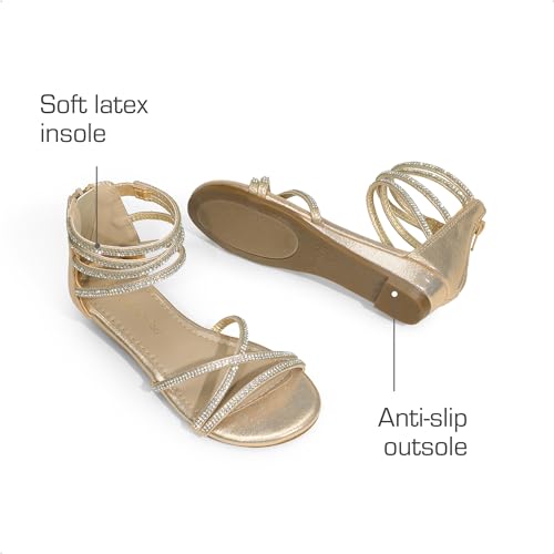 DREAM PAIRS Girls Ankle Strap Flat Sandals Summer Dressy Strappy Gladiator Rhinestones Platform Low Heels Shoes3
