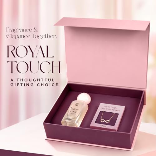 Image of Ajmal | Royal Touch Women Perfume Gift Set | Serene Love Perfume 65 ml + Infinity Necklace | Premium Perfume Gift for Women | Long Lasting Fragrance | Gift Set for Women