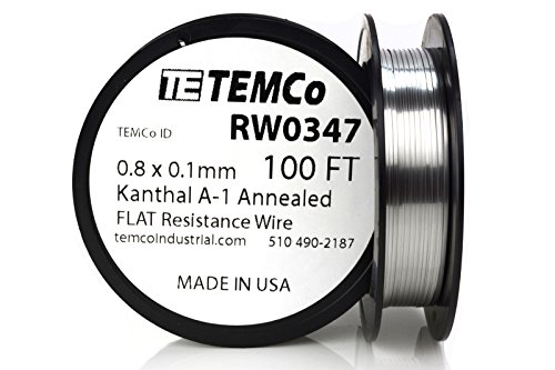 TEMCo Flat Ribbon Wire 0.8mm x 0.1mm 100 Ft Resistance A-1