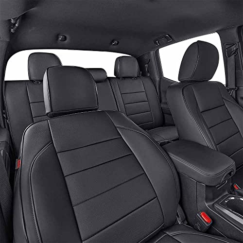 Image of EKR Tacoma Leather Car Seat Covers Custom Fit for Toyota Tacoma 2012 2013 2014 2015 (Regular Seats) - Truck Seat Covers Full Set,Faux Leather(Black)