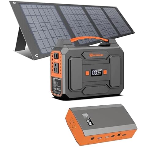 100W Portable Outdoor Solar Powered Power Bank with Foldable 40W Solar Panel, 65W 110V Solar Power Station with DC AC Outlet for Home Use RV Camping Adventure Cover