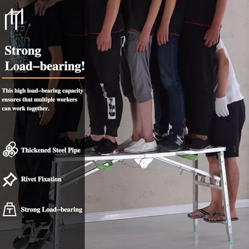 Foldable Adjustable Work Platform with Scaffolding Brackets for Stair Access and Vehicle Washing