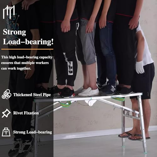 Soportes de andamio plegables ajustables para corte de setos y lavado de vehículos, plataforma de escalón de 120 x 30 cm con patas resistentes, ideal para uso en escaleras y proyectos al aire libre