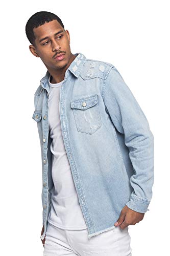 Image of VICTORIOUS Men's Distressed Denim Jacket